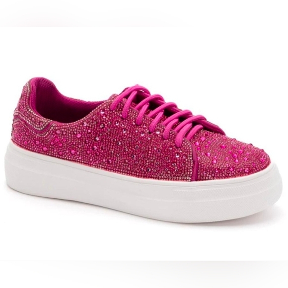 Corkys Shoes - CORKYS Bedazzled Fuchsia Pink Rhinestone Sneakers Tennis Shoes 9 NWOT